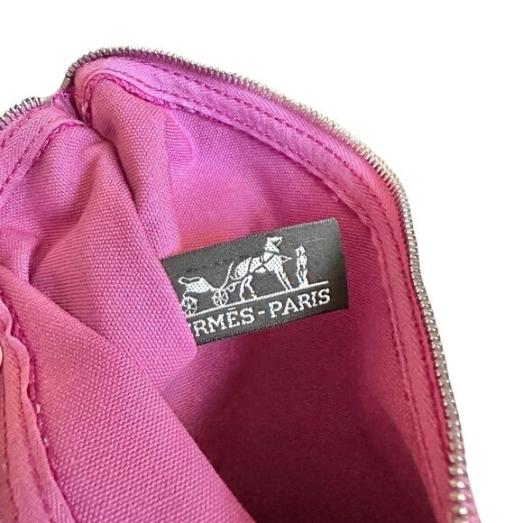 Authentic Hermès Pink Bora Bora Pouch Canvas Small Clutch Cosmetic Case - Picture 4 of 16